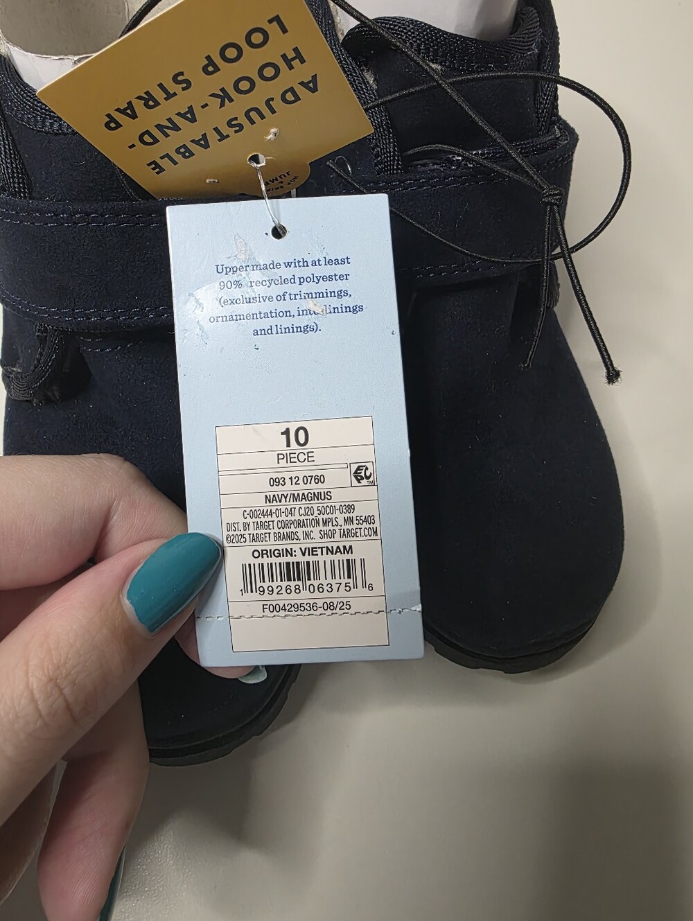 NWT Cat & Jack Boys 10T Navy Magnus Hook & Loop Strap Boots - Picture 6 of 11